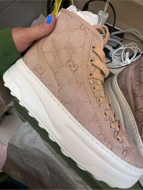 Gucci Women's Blush High-Top Platform Sneakers